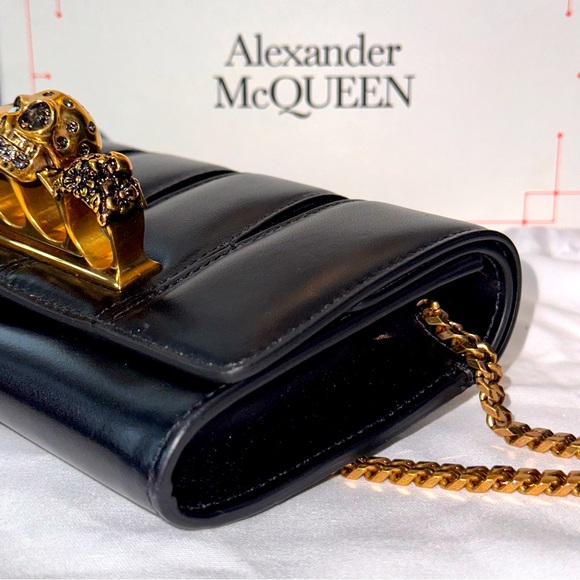 NWT Alexander McQueen The Slash Skull Jewel Clutch Bag - Black - Picture 9 of 12
